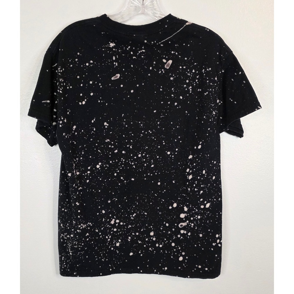 Gildan Heavy Cotton Black Bleached Splatter Boo Halloween Sequin T-Shirt Medium - Picture 2 of 6